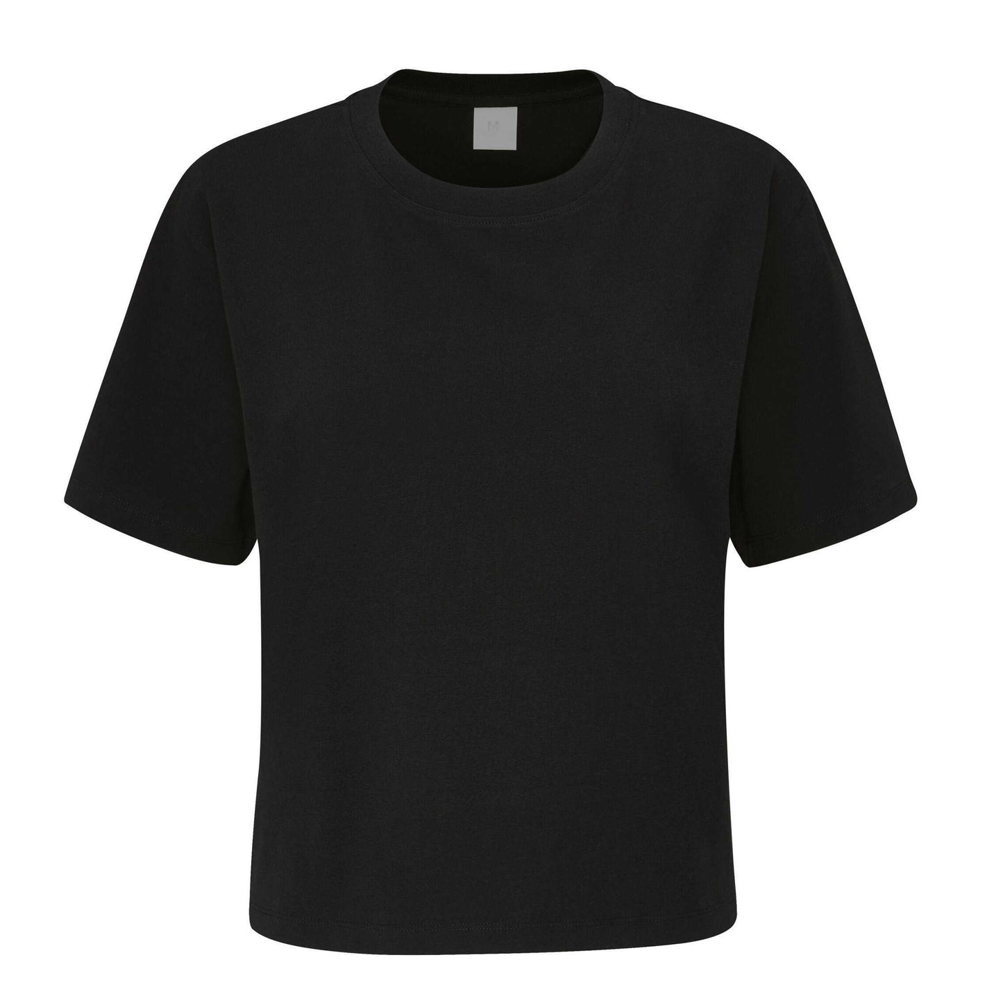 Black - Front - Mantis Womens-Ladies Organic Cotton Heavyweight Loose Fit Crop T-Shirt