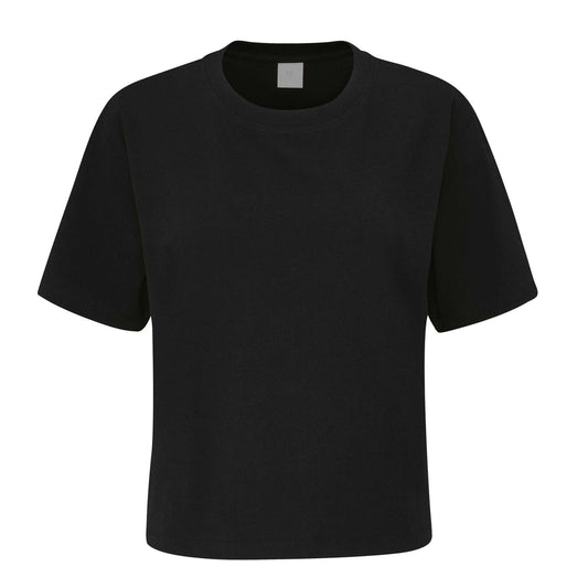 Black - Front - Mantis Womens-Ladies Organic Cotton Heavyweight Loose Fit Crop T-Shirt