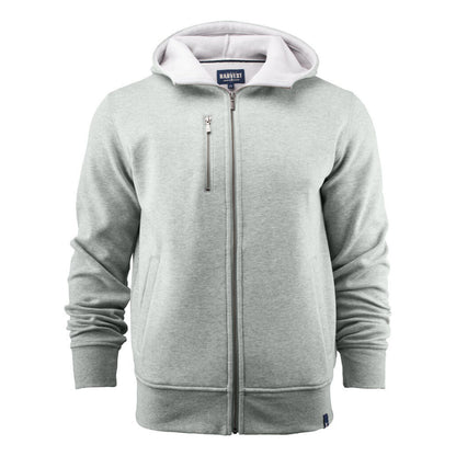 Grey Melange Marl - Back - James Harvest Mens Full Zip Hoodie