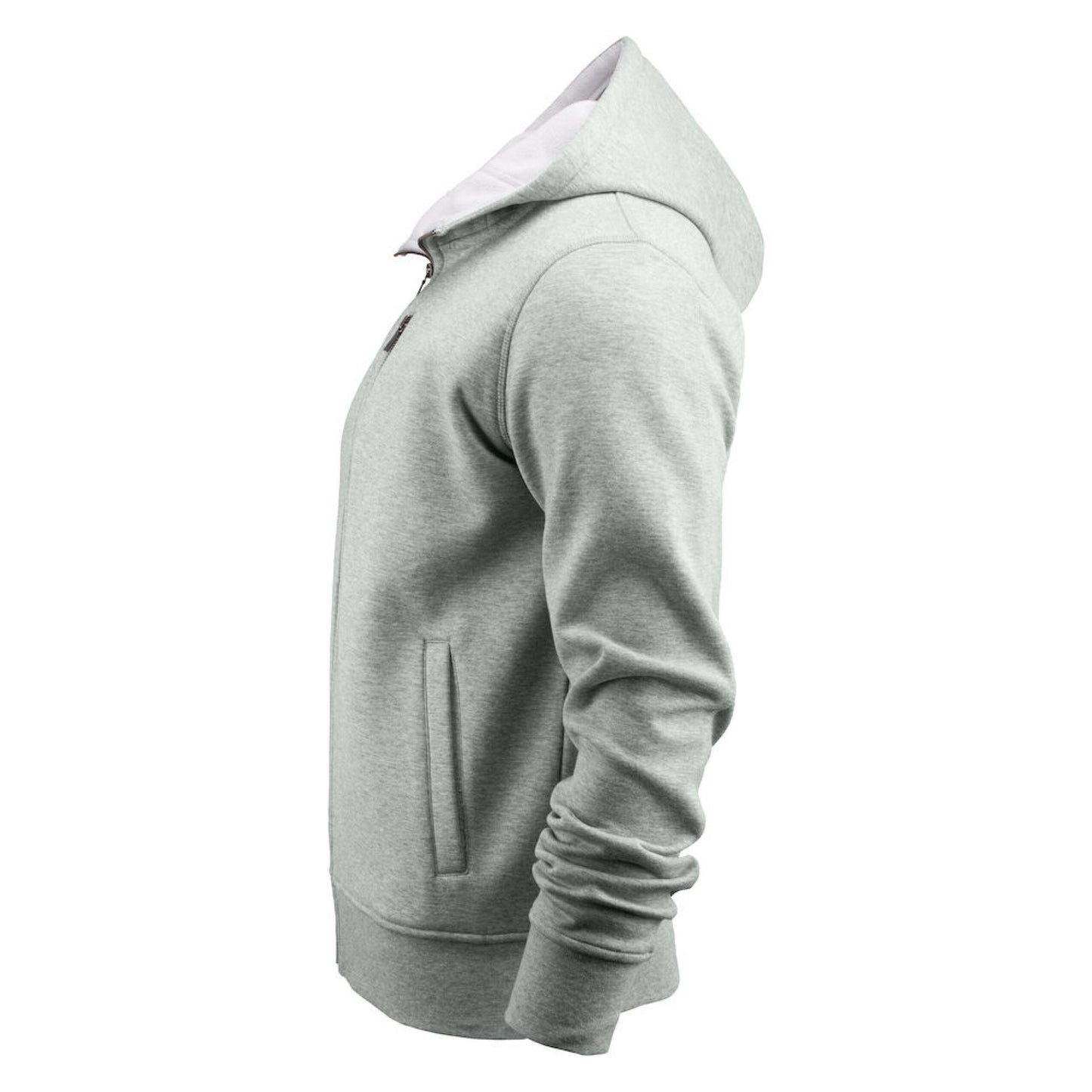 Grey Melange Marl - Side - James Harvest Mens Full Zip Hoodie