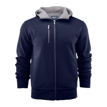 Navy - Back - James Harvest Mens Full Zip Hoodie