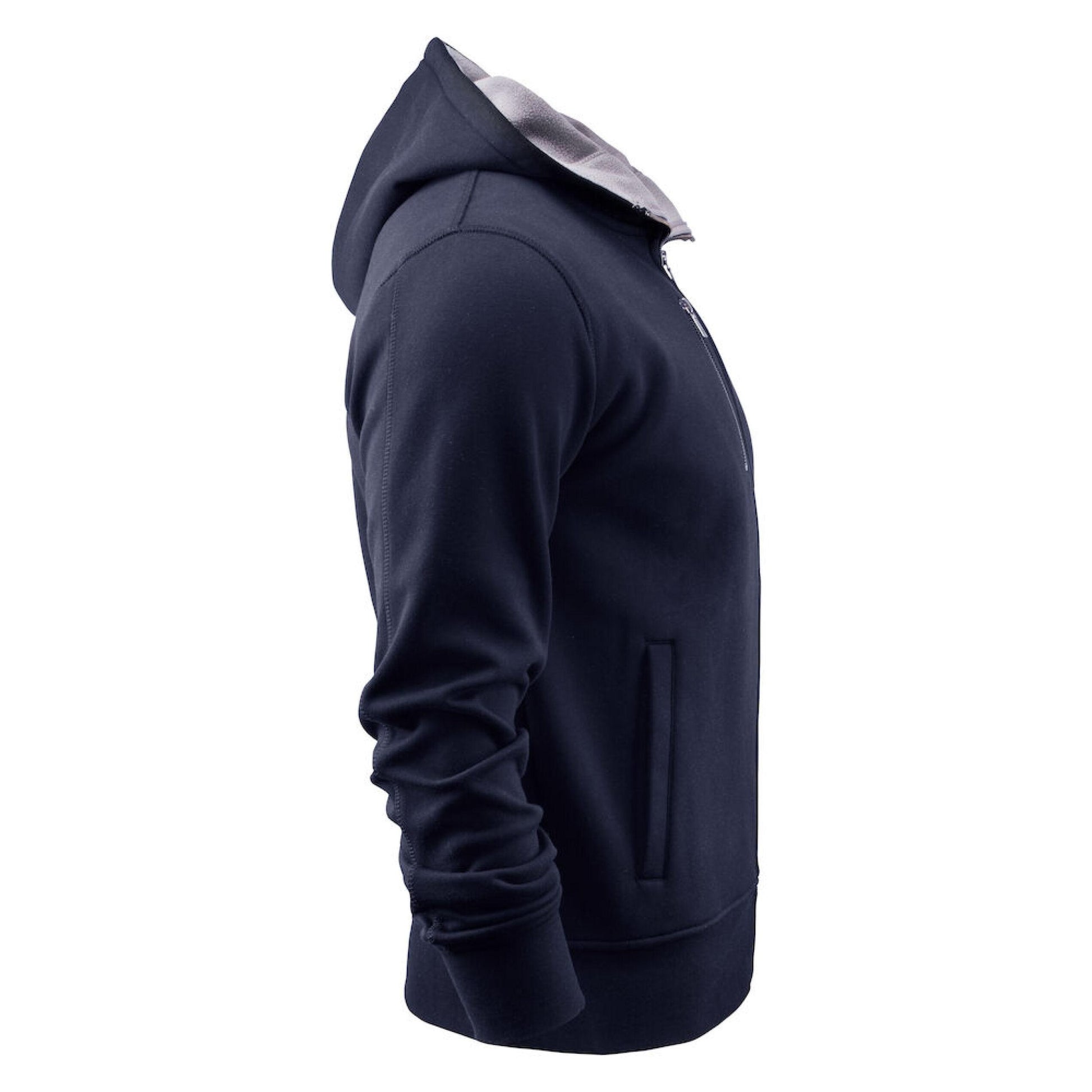 Navy - Side - James Harvest Mens Full Zip Hoodie