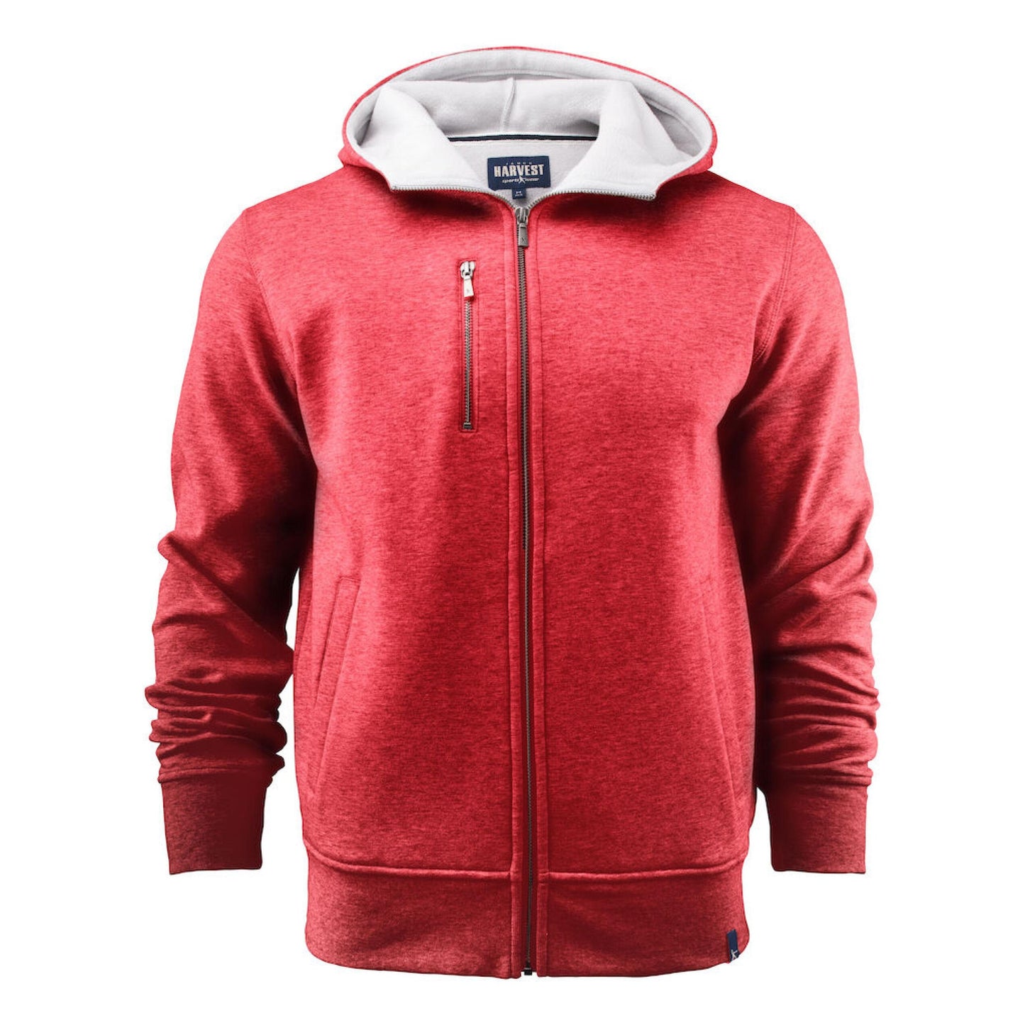 Red Melange Marl - Back - James Harvest Mens Full Zip Hoodie