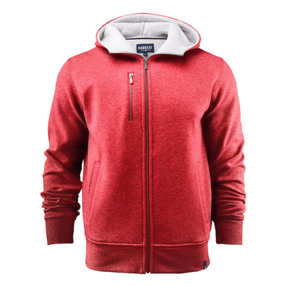 Red Melange Marl - Back - James Harvest Mens Full Zip Hoodie