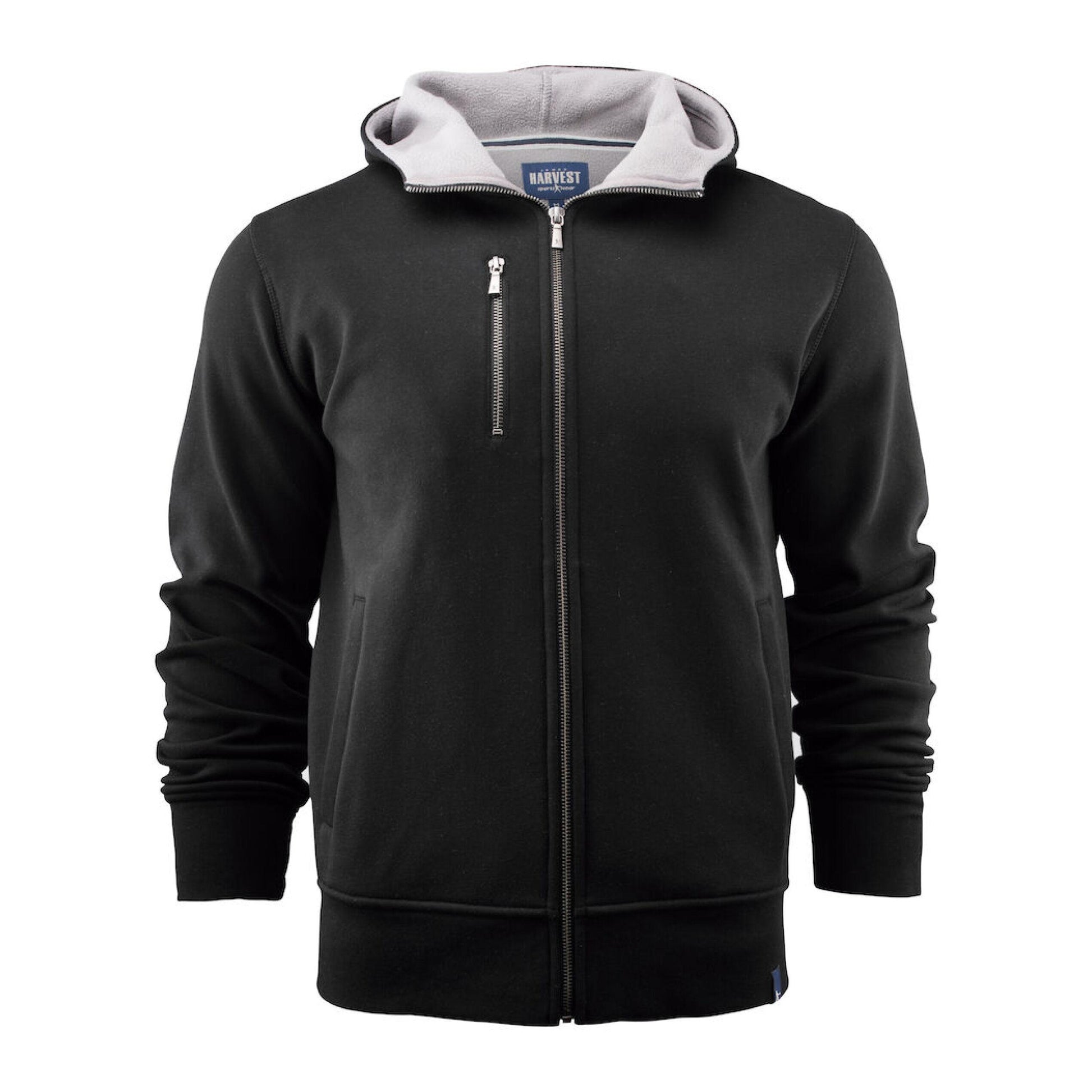 Black - Back - James Harvest Mens Full Zip Hoodie