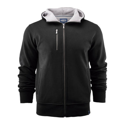 Black - Back - James Harvest Mens Full Zip Hoodie