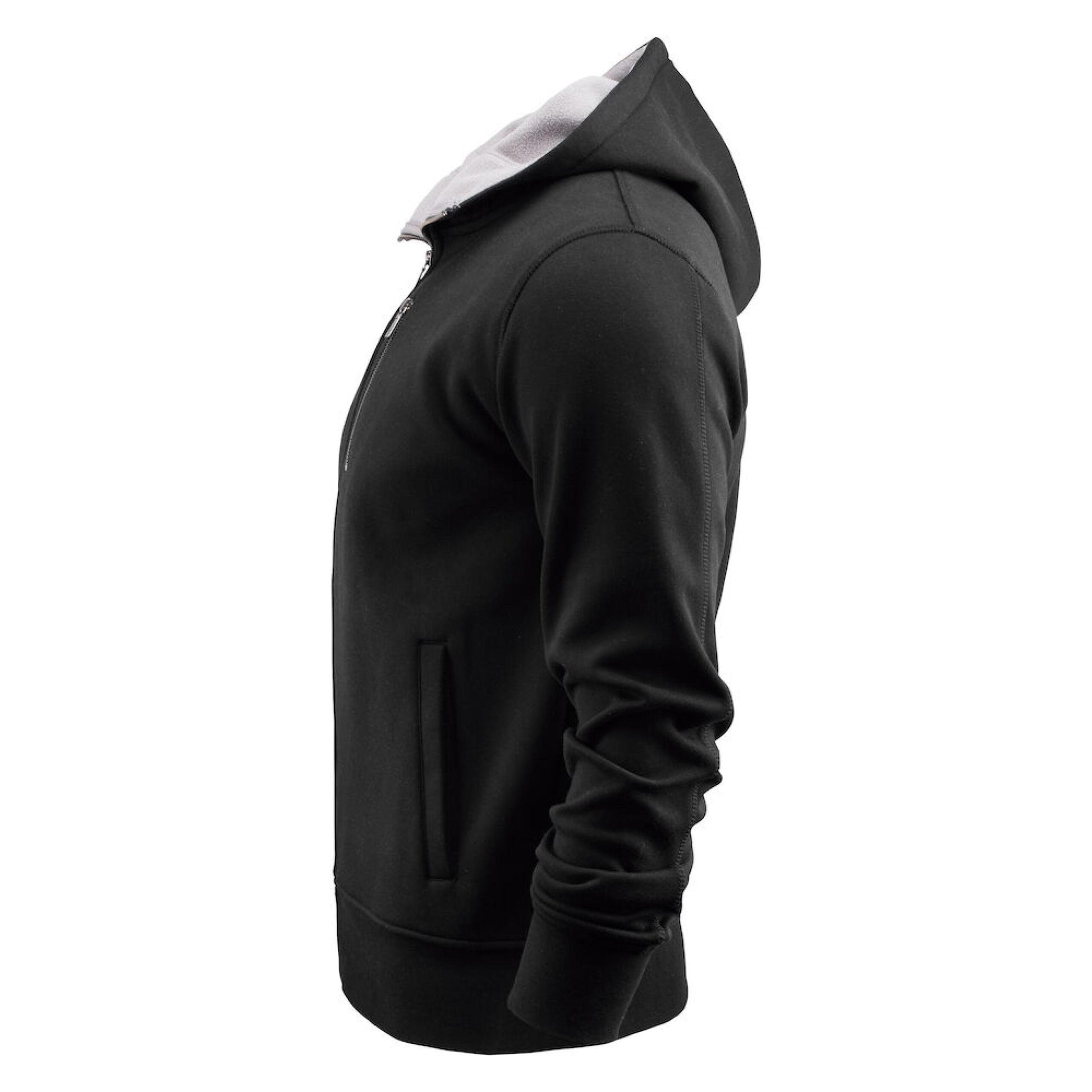 Black - Side - James Harvest Mens Full Zip Hoodie
