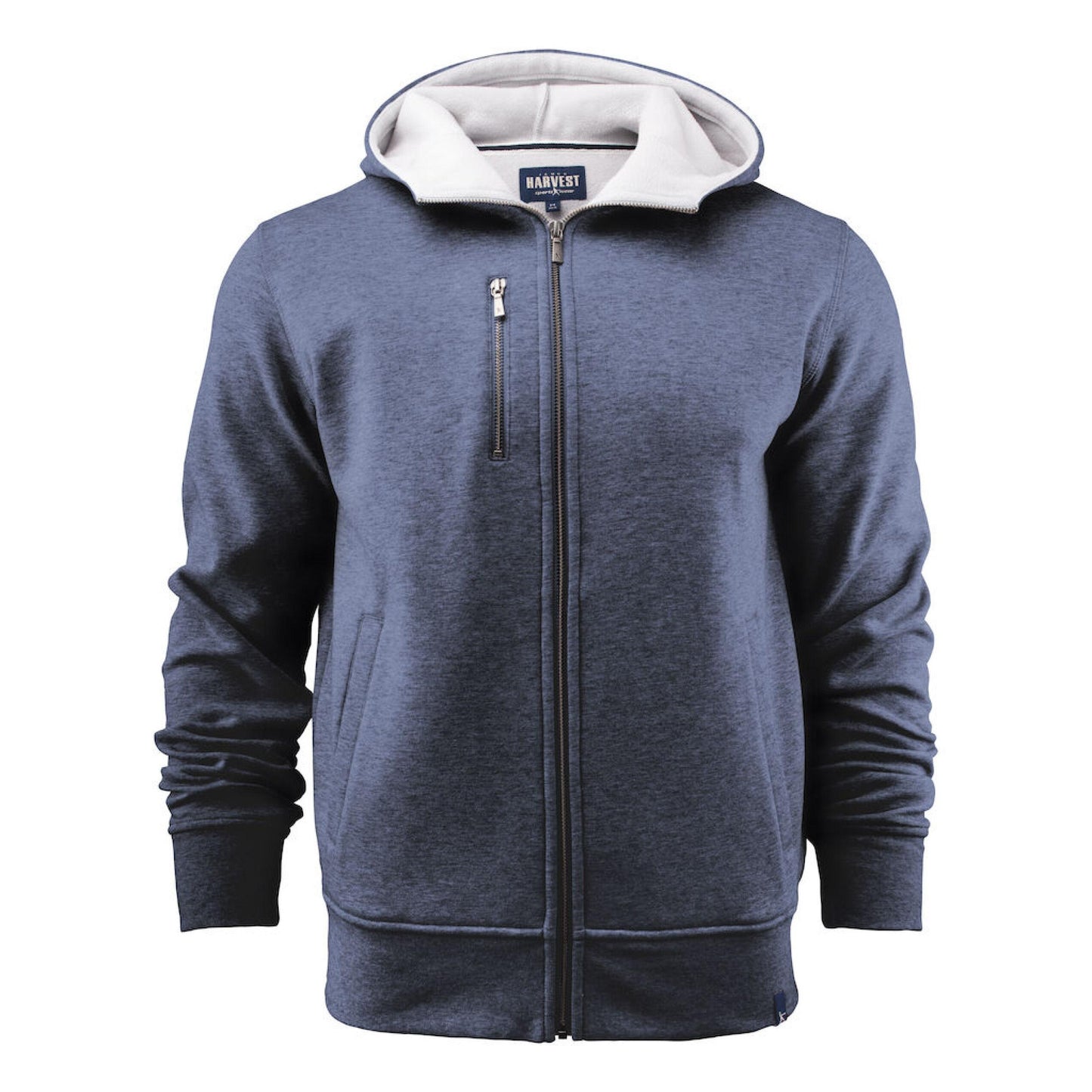Blue Melange Marl - Back - James Harvest Mens Full Zip Hoodie
