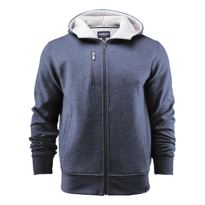 Blue Melange Marl - Back - James Harvest Mens Full Zip Hoodie