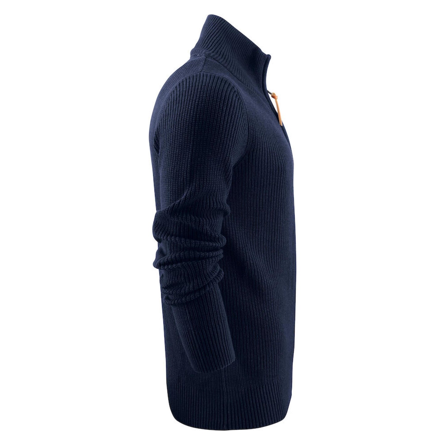 Navy - Lifestyle - James Harvest Mens Flatwillow Heavy Knit Quarter Zip Jumper