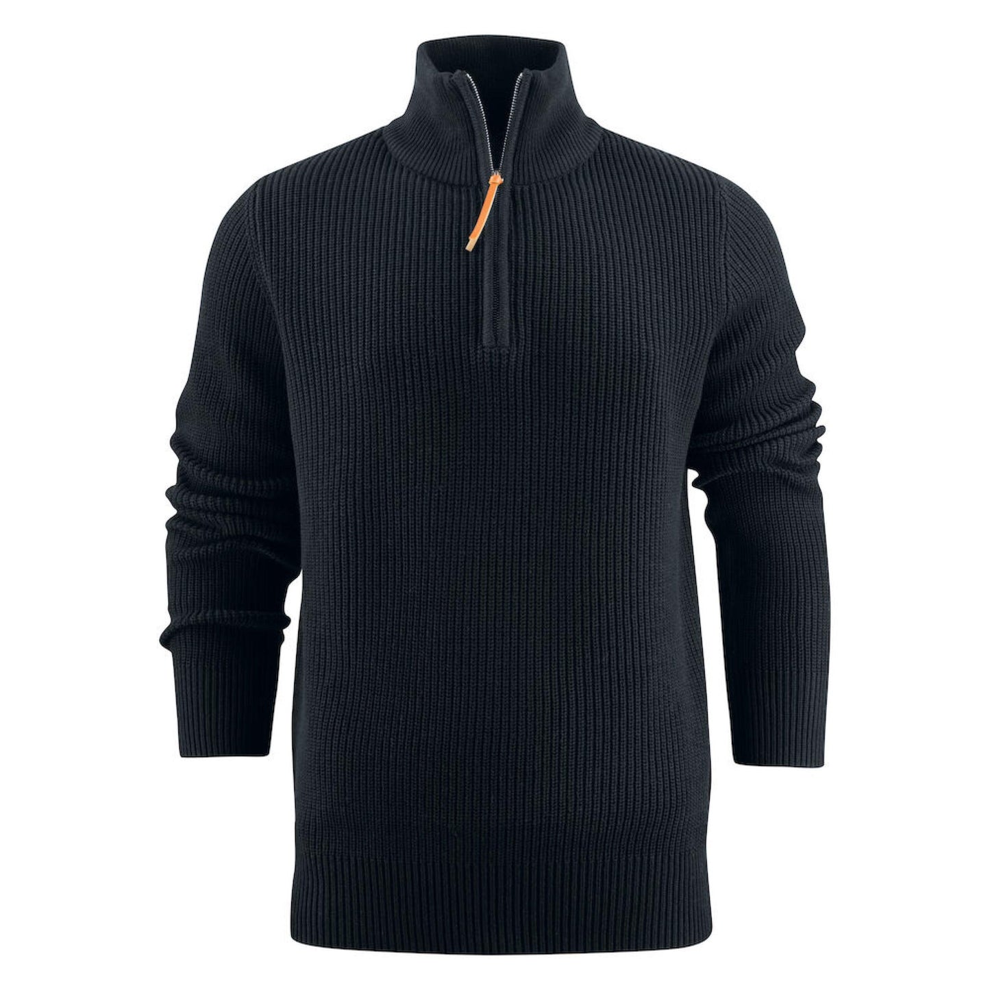Black - Back - James Harvest Mens Flatwillow Heavy Knit Quarter Zip Jumper