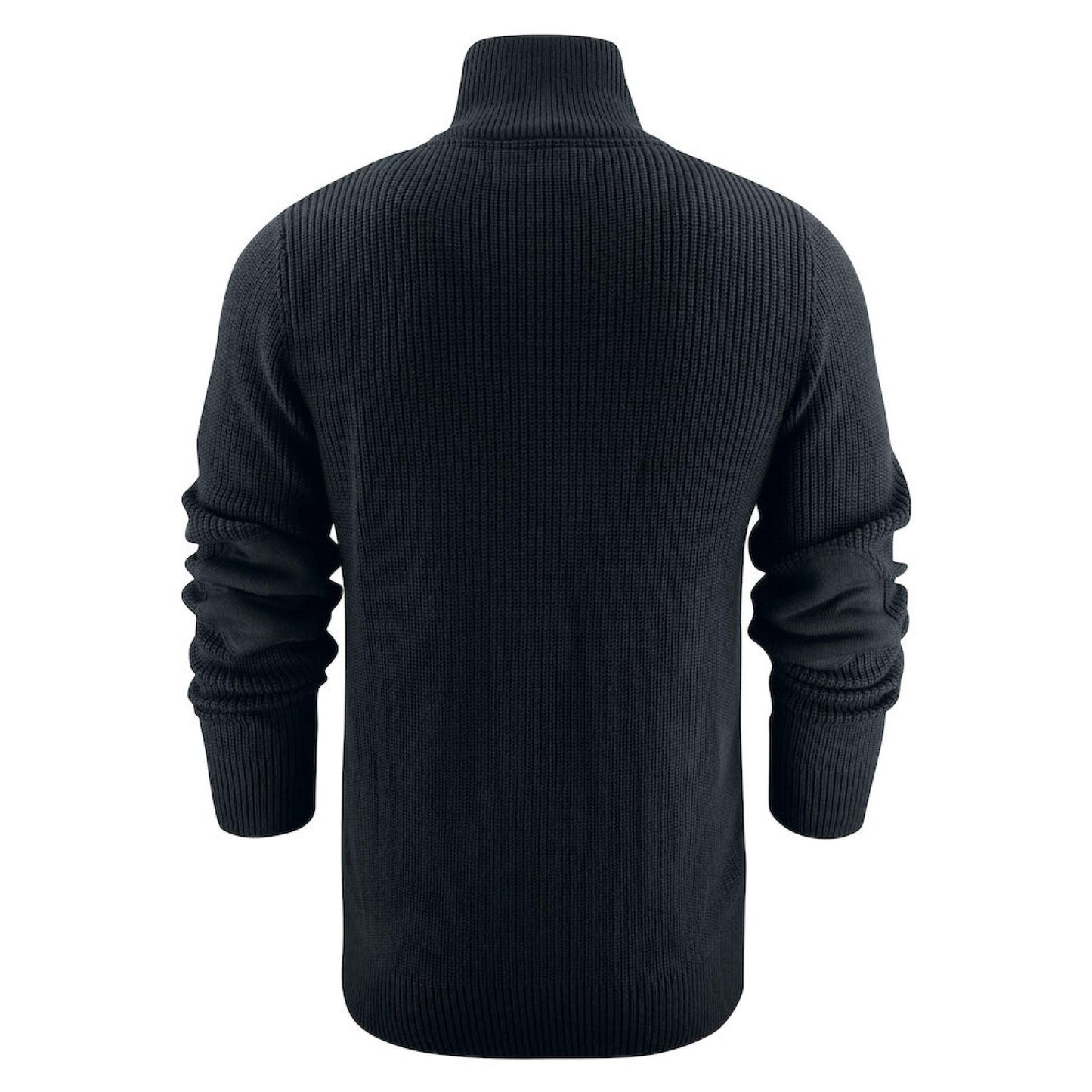 Black - Pack Shot - James Harvest Mens Flatwillow Heavy Knit Quarter Zip Jumper