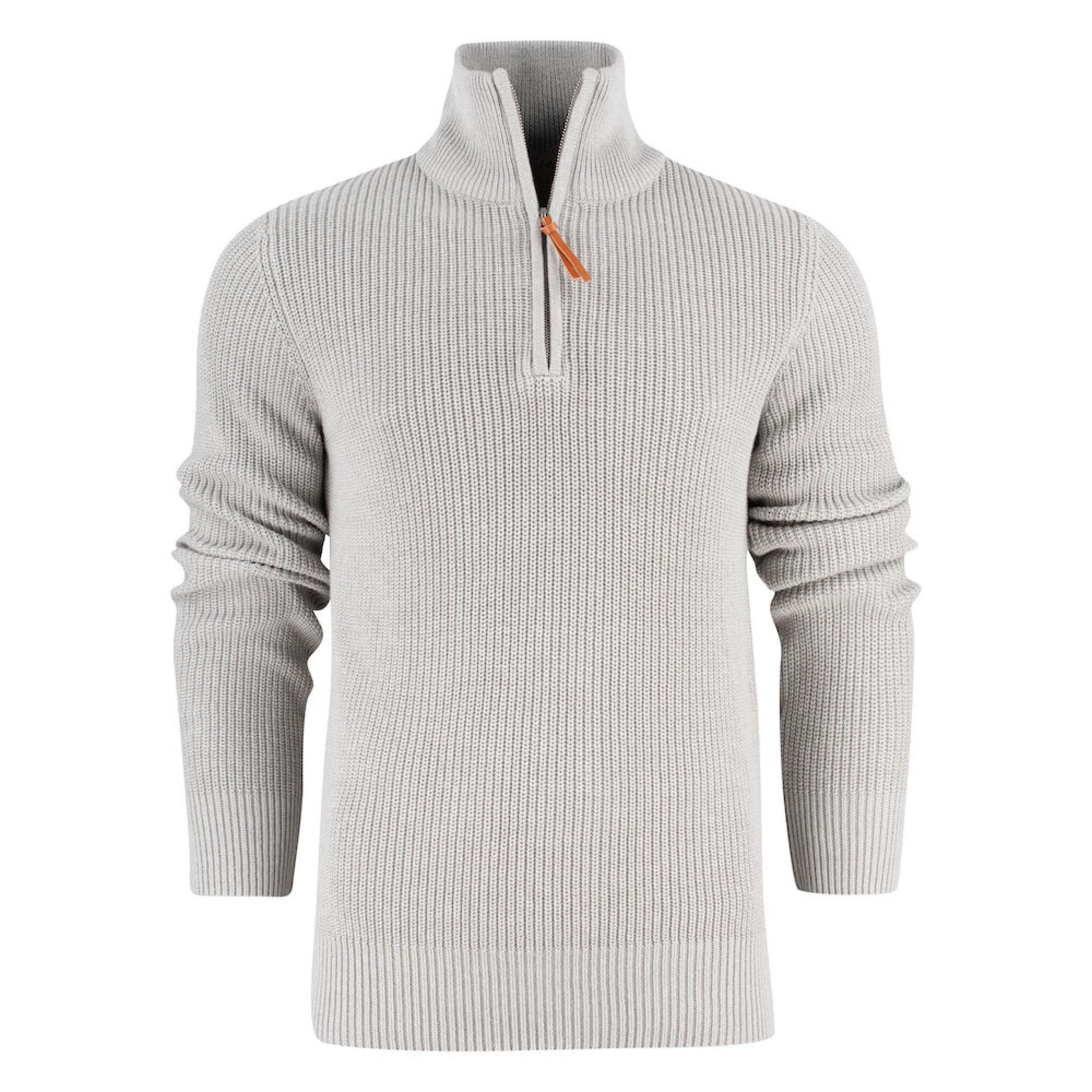 Black - Front - James Harvest Mens Flatwillow Heavy Knit Quarter Zip Jumper