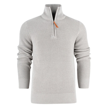 Black - Front - James Harvest Mens Flatwillow Heavy Knit Quarter Zip Jumper