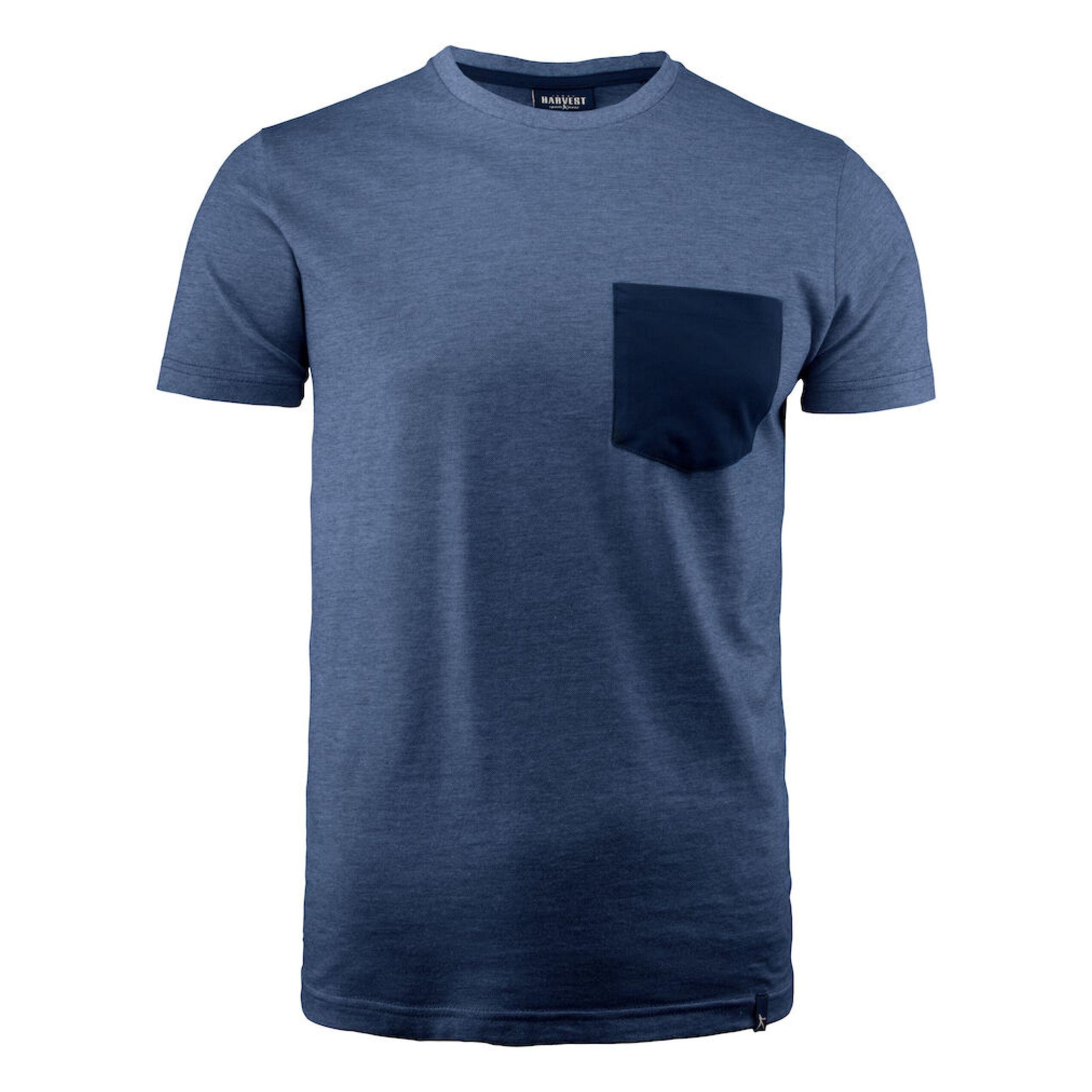 Blue Melange Melange - Back - James Harvest Mens T-Shirt