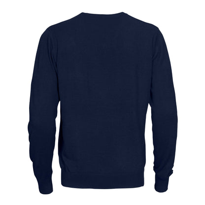 Navy - Back - Printer Mens Forehand Knitted V Neck Sweatshirt