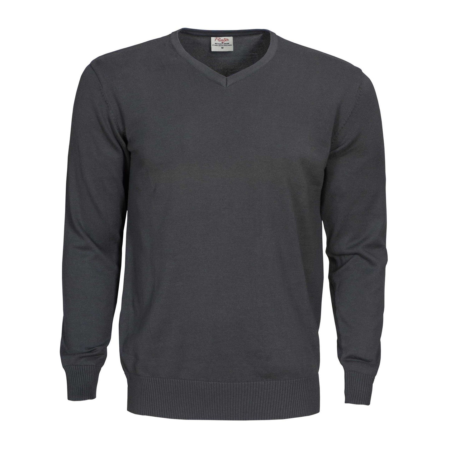 Steel Grey - Front - Printer Mens Forehand Knitted V Neck Sweatshirt