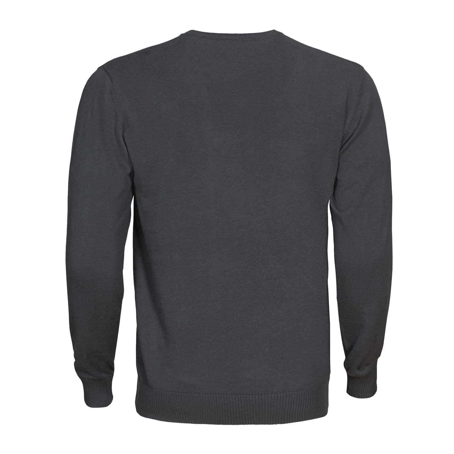 Steel Grey - Back - Printer Mens Forehand Knitted V Neck Sweatshirt