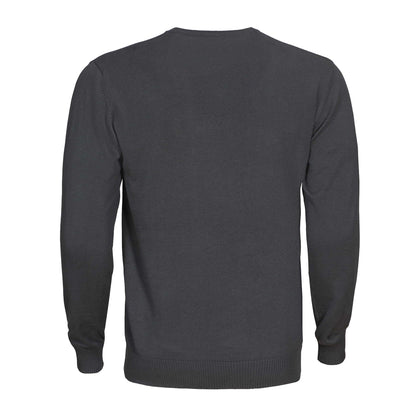 Steel Grey - Back - Printer Mens Forehand Knitted V Neck Sweatshirt
