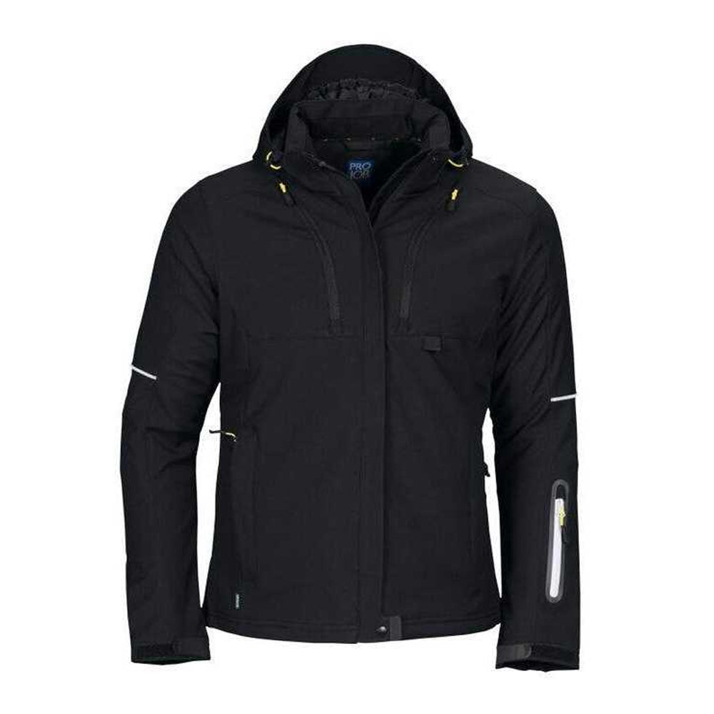 Black - Front - Projob Womens-Ladies 3413 Functional Padded Jacket