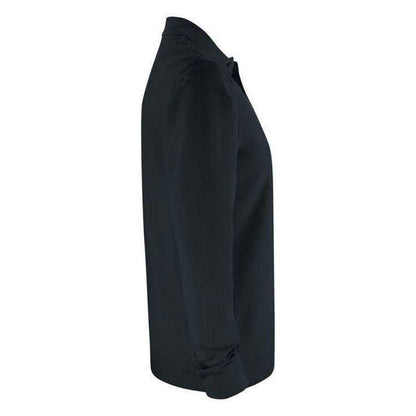 Black - Side - Clique Unisex Adult Basic Chest Pocket Long-Sleeved Polo Shirt
