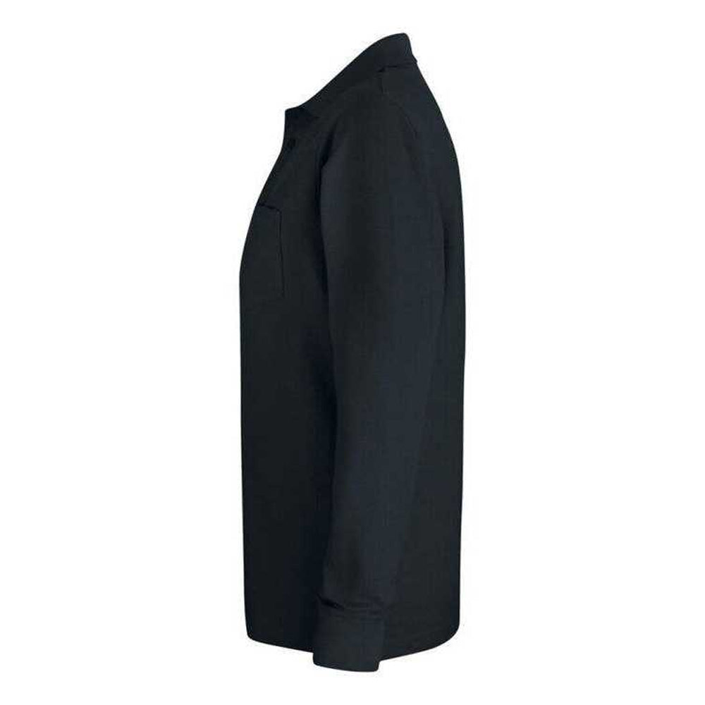 Black - Lifestyle - Clique Unisex Adult Basic Chest Pocket Long-Sleeved Polo Shirt