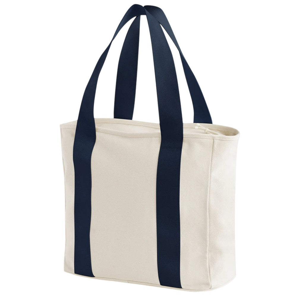 Natural-Navy - Side - Bagbase Edit Canvas Tote Bag