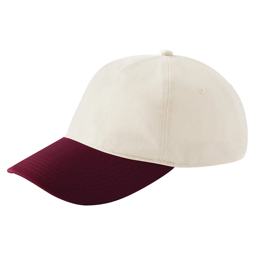 Natural-Burgundy - Back - Beechfield Leisure Contrast Peak Baseball Cap