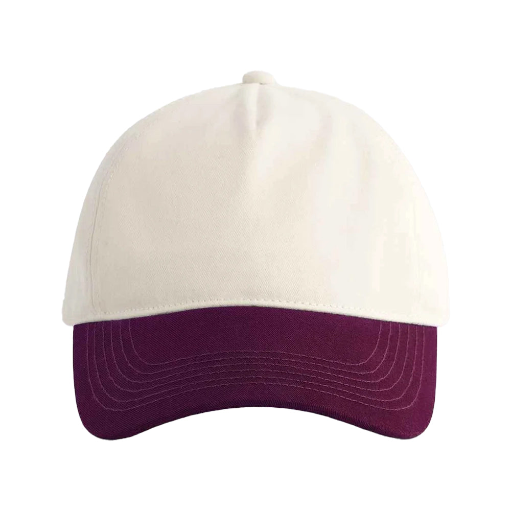 Natural-Burgundy - Side - Beechfield Leisure Contrast Peak Baseball Cap