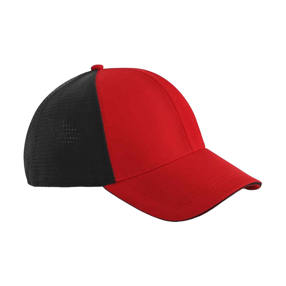 Red-Black - Front - Beechfield Club Baseball Cap