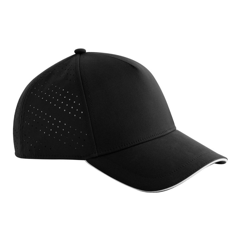 Black-White - Front - Beechfield Accelerate Baseball Cap