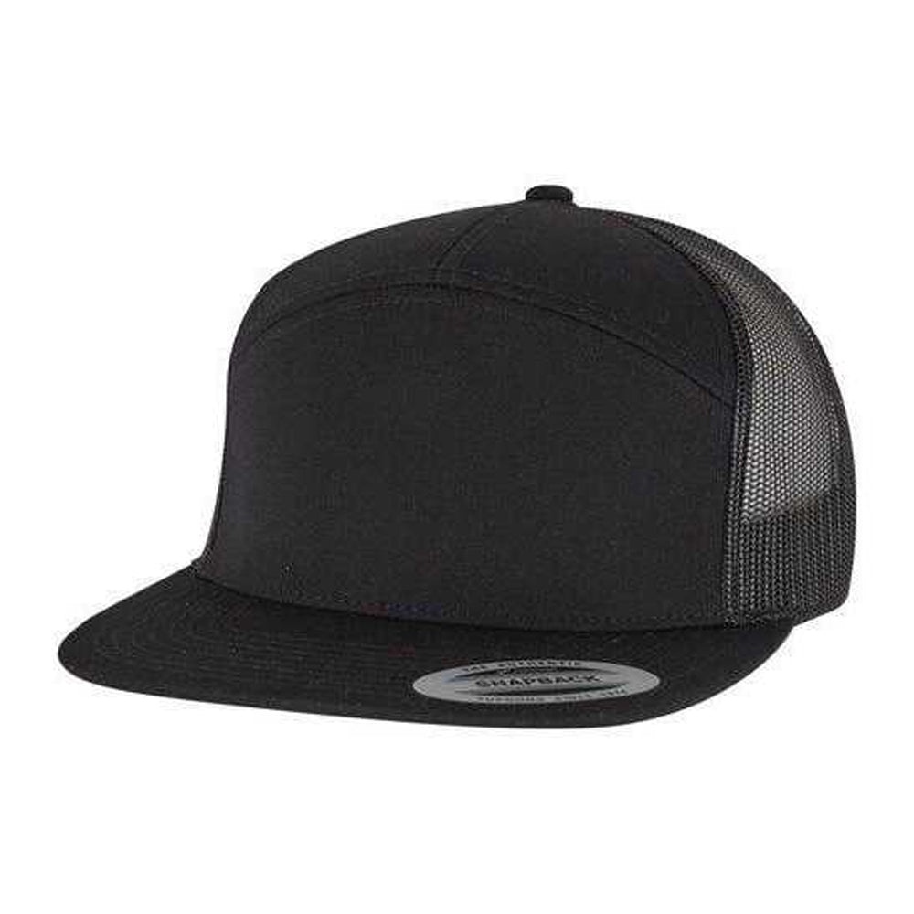 Black - Front - Flexfit Classic 7 Panel Trucker Cap