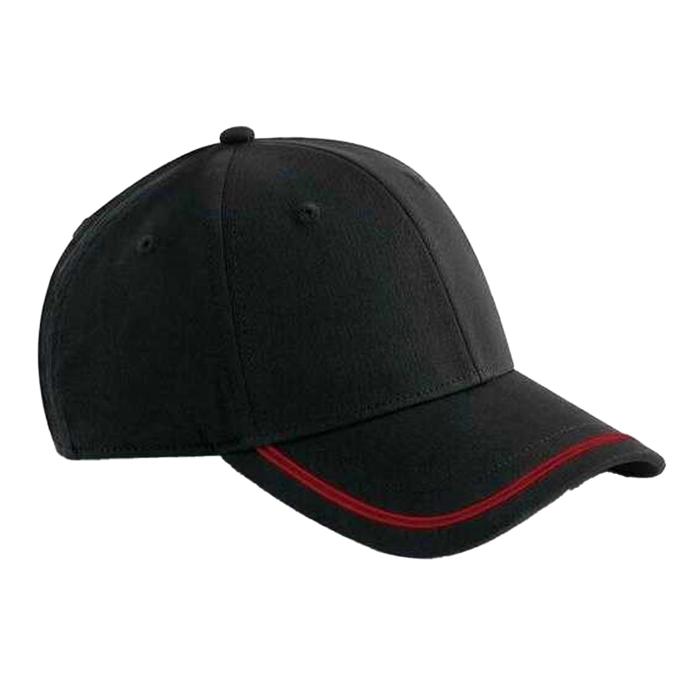 Black-Red - Front - Beechfield Match Day Baseball Cap