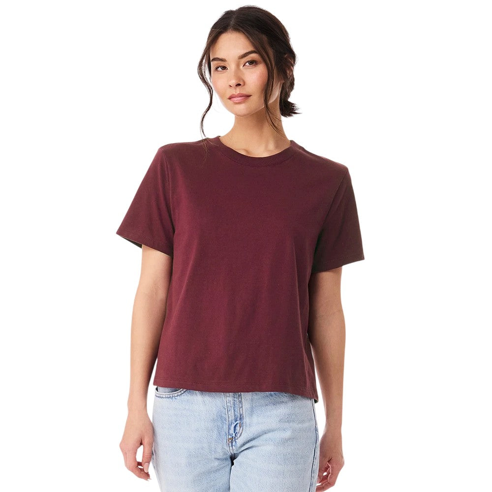 Maroon - Side - Bella + Canvas Womens-Ladies Heavyweight Boxy T-Shirt