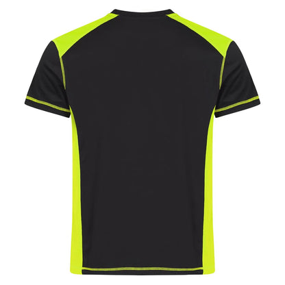 Visibility Yellow - Back - Clique Mens Ambition Contrast Panel Recycled Polyester T-Shirt