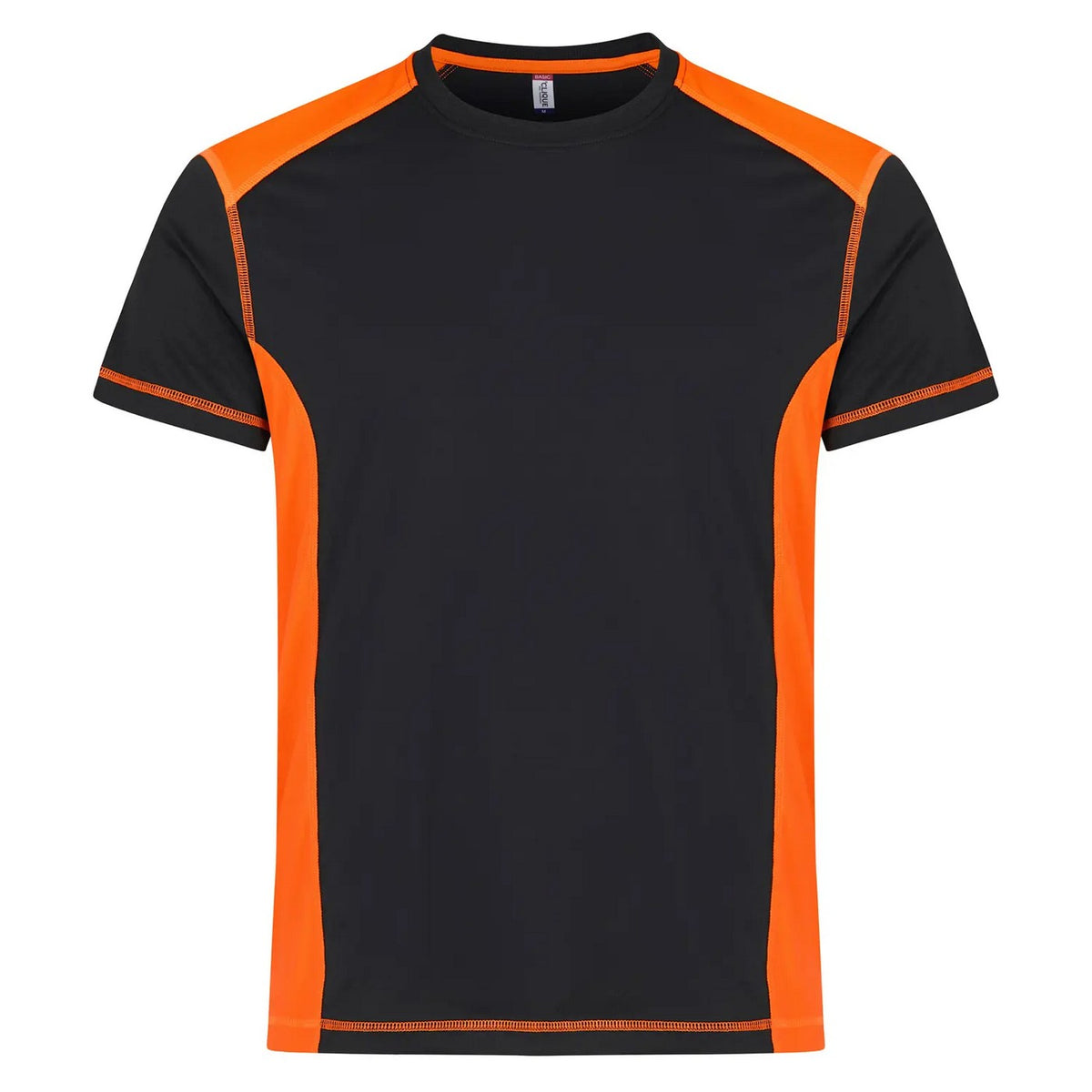 Visibility Orange - Front - Clique Mens Ambition Contrast Panel Recycled Polyester T-Shirt