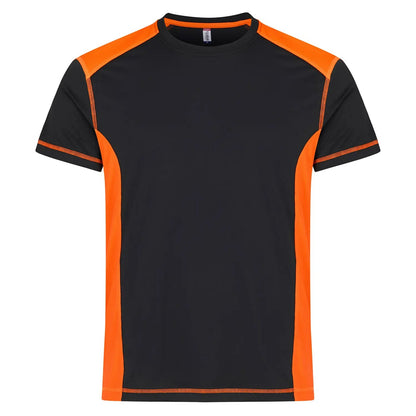 Visibility Orange - Front - Clique Mens Ambition Contrast Panel Recycled Polyester T-Shirt