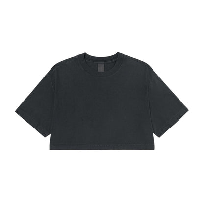 Washed Black - Front - Bella + Canvas Womens-Ladies Oversized Oversized Crop T-Shirt