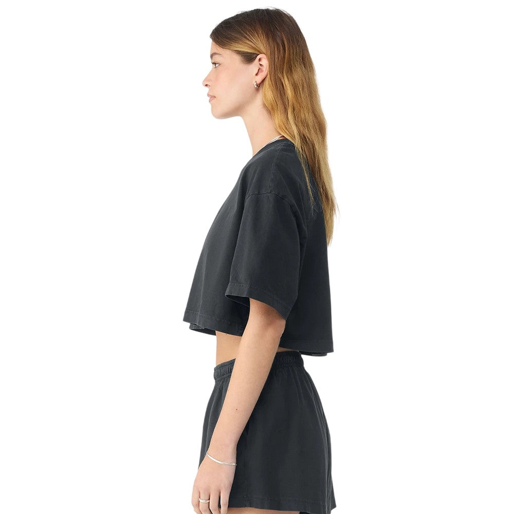 Washed Black - Side - Bella + Canvas Womens-Ladies Oversized Oversized Crop T-Shirt