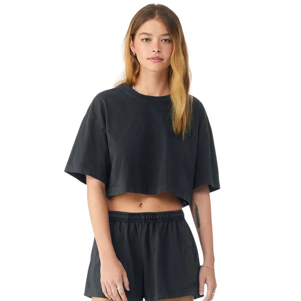 Washed Black - Lifestyle - Bella + Canvas Womens-Ladies Oversized Oversized Crop T-Shirt