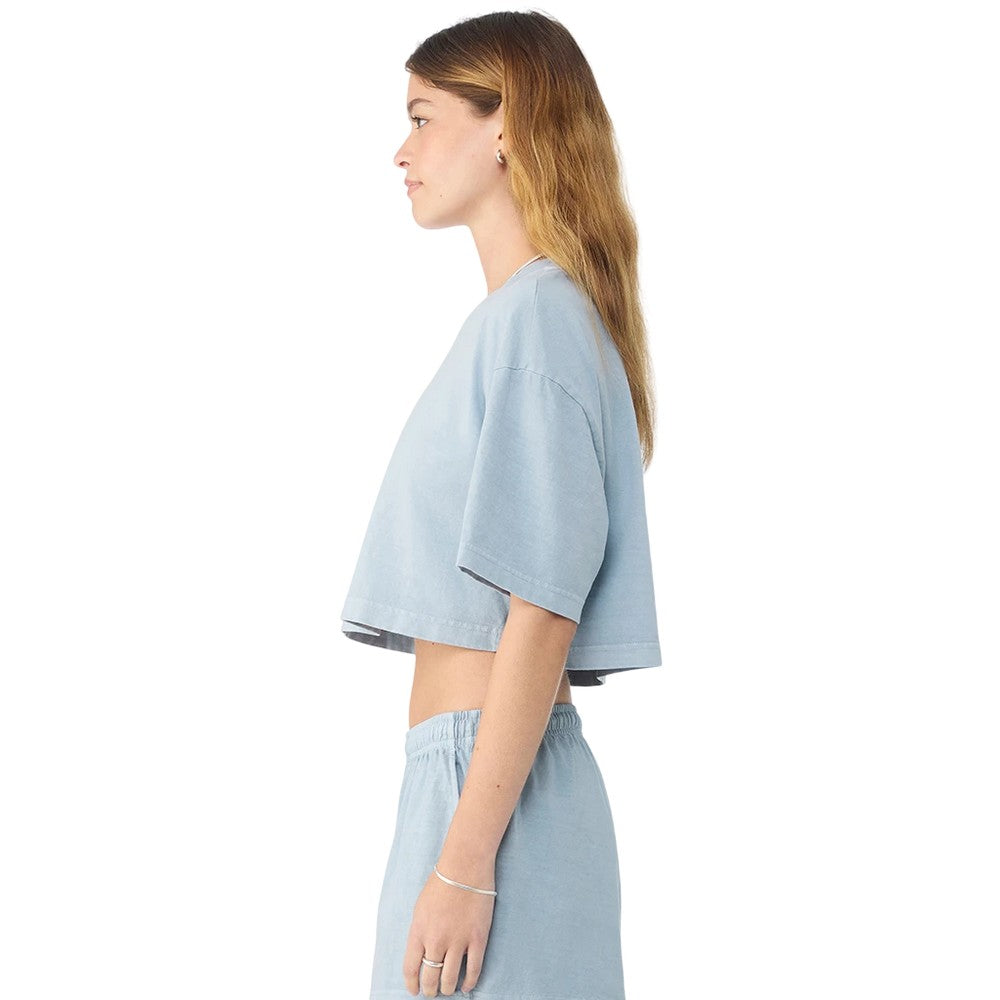 Light Washed Denim - Side - Bella + Canvas Womens-Ladies Oversized Oversized Crop T-Shirt