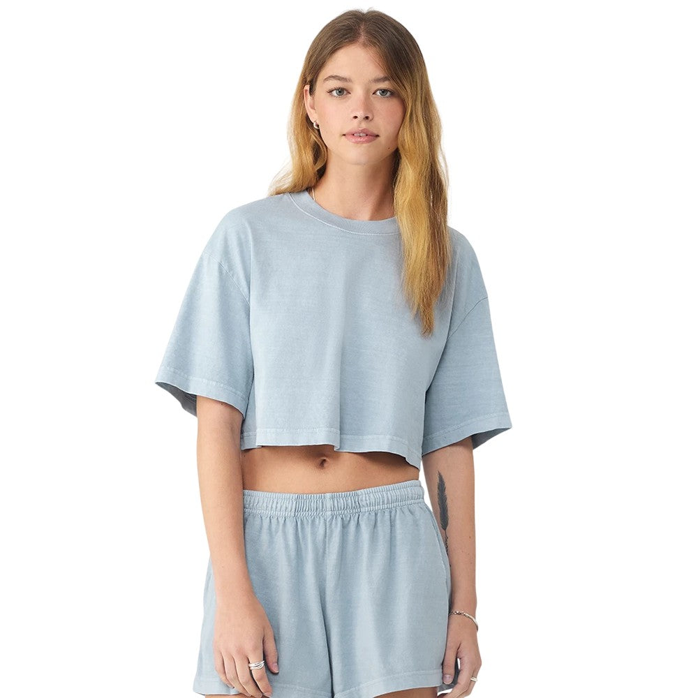 Light Washed Denim - Lifestyle - Bella + Canvas Womens-Ladies Oversized Oversized Crop T-Shirt