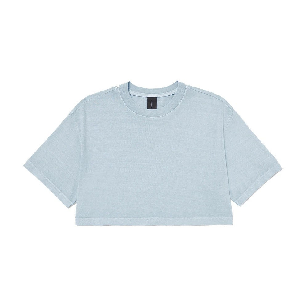 Light Washed Denim - Front - Bella + Canvas Womens-Ladies Oversized Oversized Crop T-Shirt
