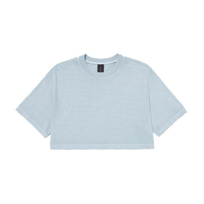 Light Washed Denim - Front - Bella + Canvas Womens-Ladies Oversized Oversized Crop T-Shirt