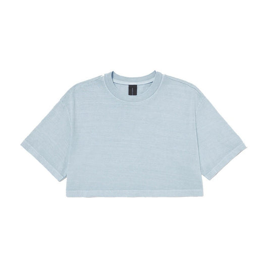 Light Washed Denim - Front - Bella + Canvas Womens-Ladies Oversized Oversized Crop T-Shirt