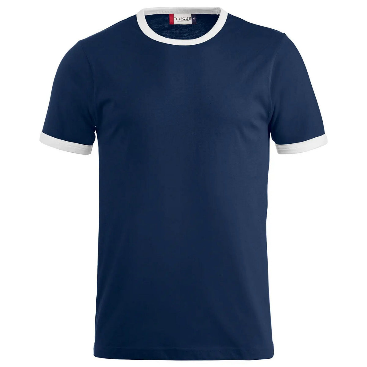 Navy-White - Front - Clique Unisex Adult Nome Ringer T-Shirt