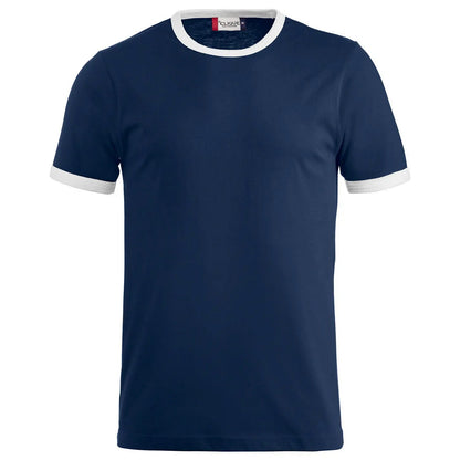 Navy-White - Front - Clique Unisex Adult Nome Ringer T-Shirt