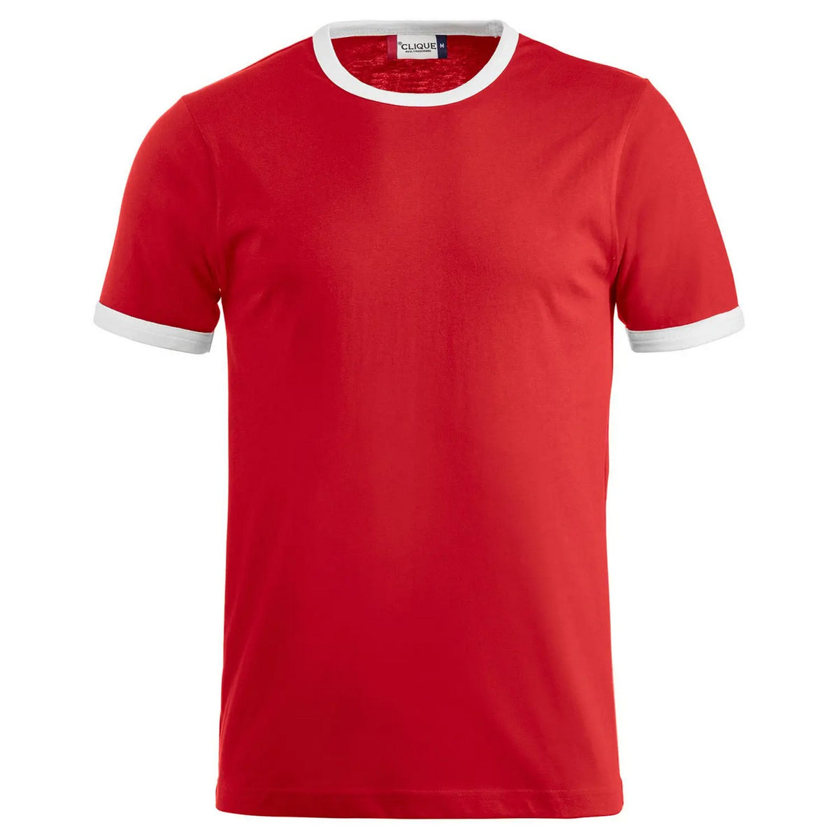 Red-White - Front - Clique Unisex Adult Nome Ringer T-Shirt
