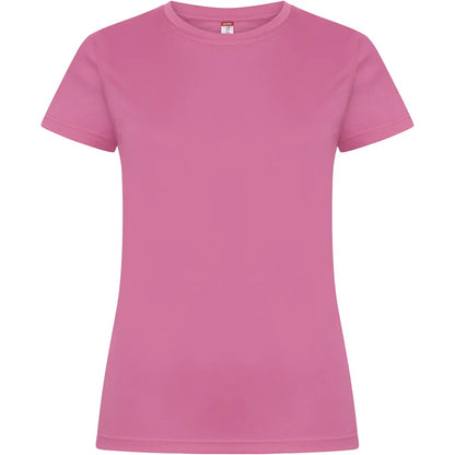 Active Pink - Front - Clique Womens-Ladies Basic Active Interlock T-Shirt