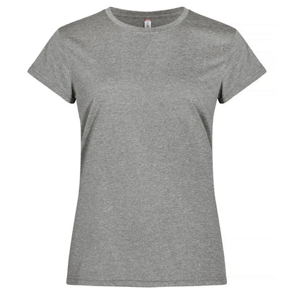 Grey Melange - Front - Clique Womens-Ladies Basic Active Interlock T-Shirt